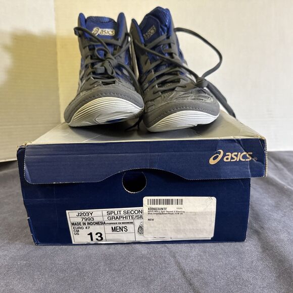 Size 13 - ASICS Split Second 9 Graphite/Silver/Royal Wrestling Shoe J203Y 7993 main image 16